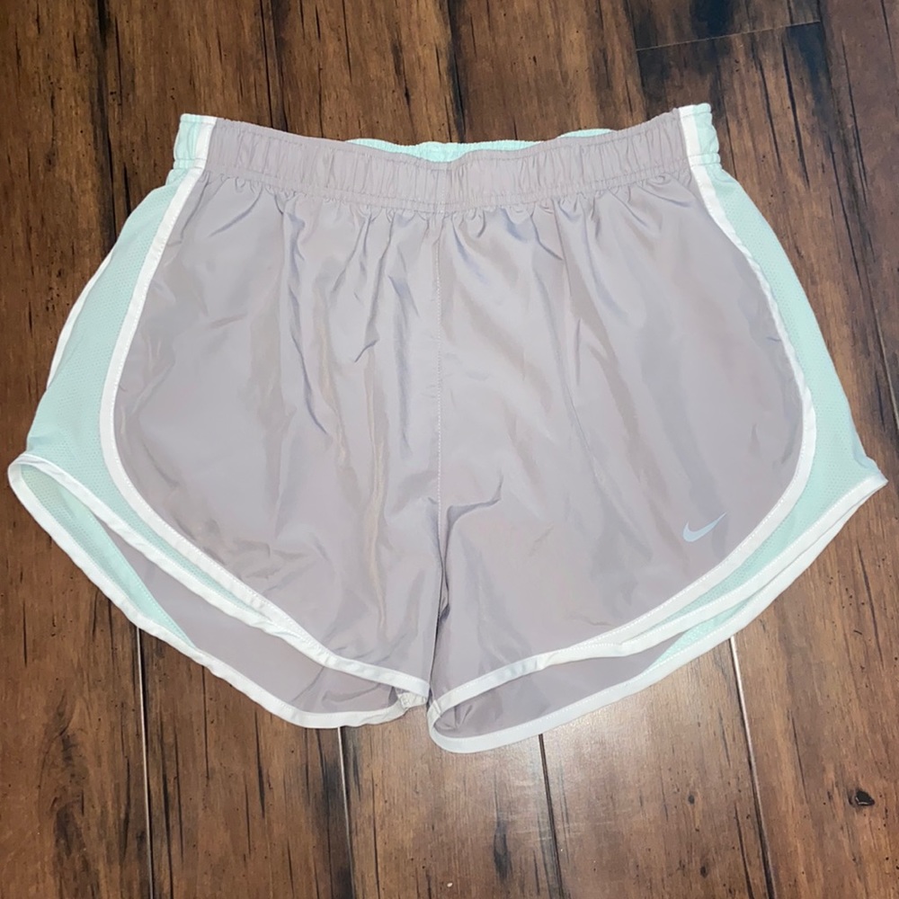 light grey and light blue nike running shorts